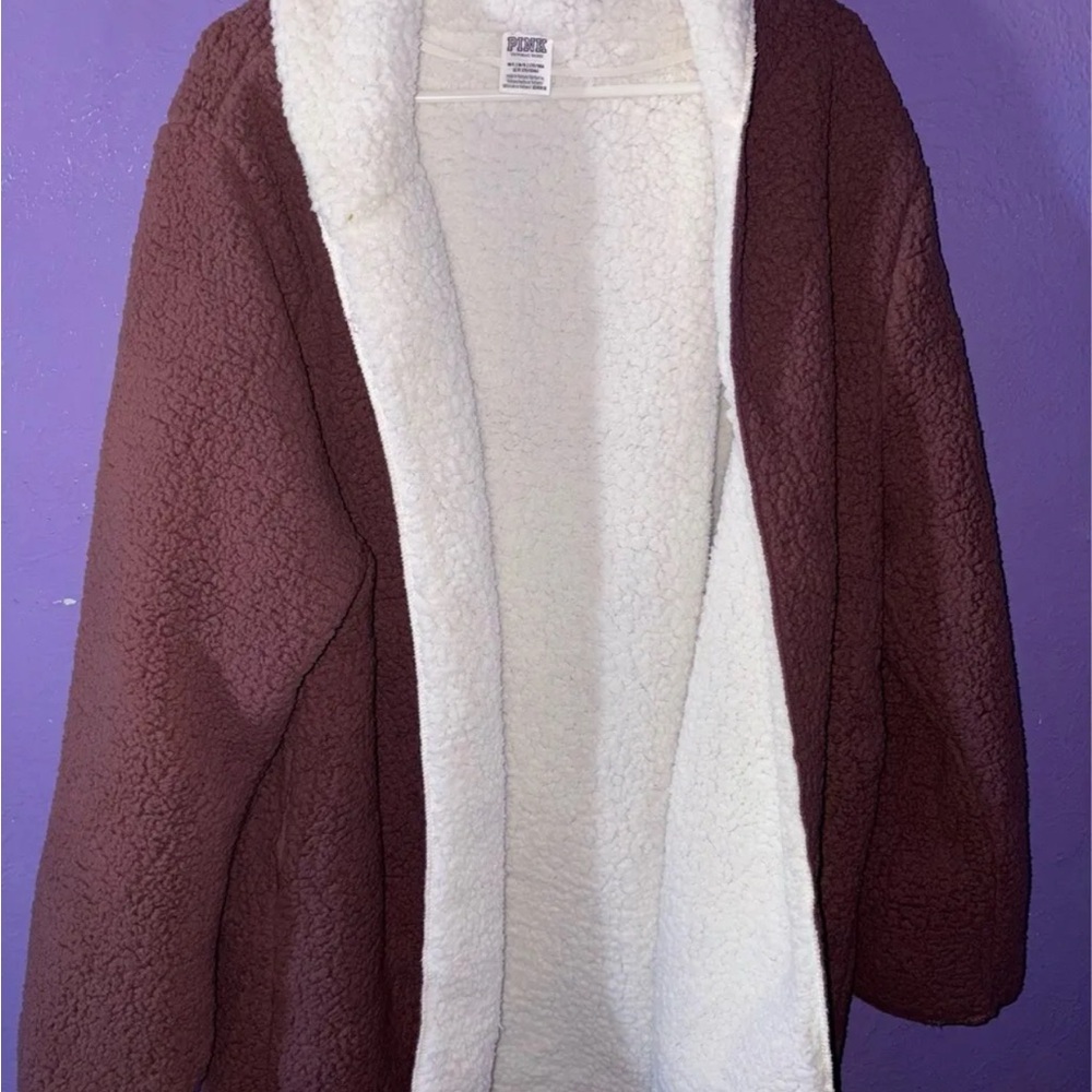 PINK Victoria's Secret Teddy Jacket - Rich Brown and Soft Cream